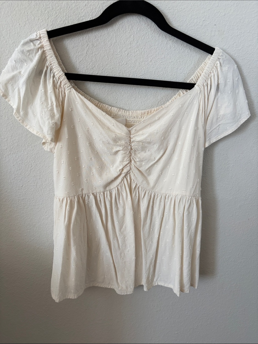 Babydoll top Women’s Cream Peplum Ruched